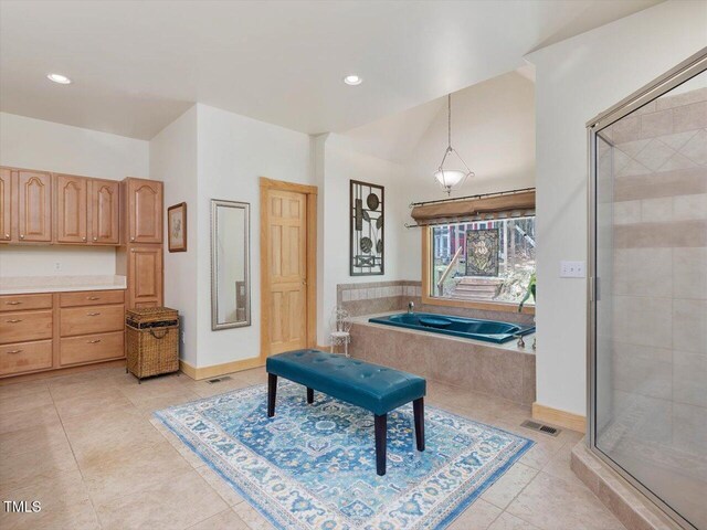 3009 Pleasant Hill Church Rd, Siler City, NC 27344 - game room featuring light tile patterned flooring, recessed lighting, and lofted ceiling