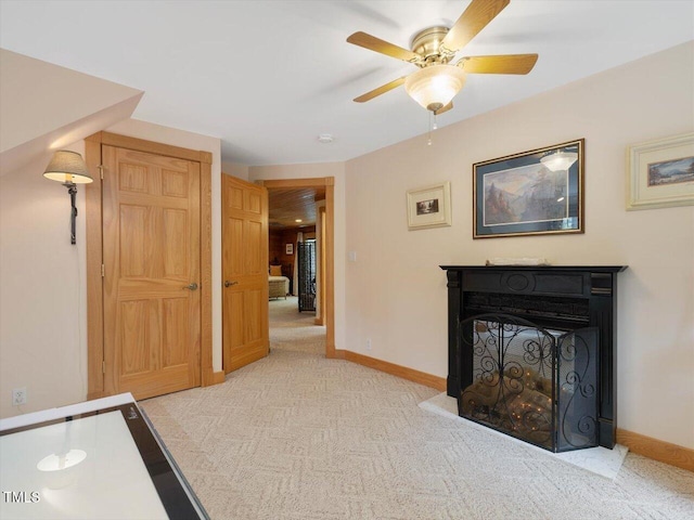 3009 Pleasant Hill Church Rd, Siler City, NC 27344 - unfurnished living room with light colored carpet, baseboards, and a ceiling fan