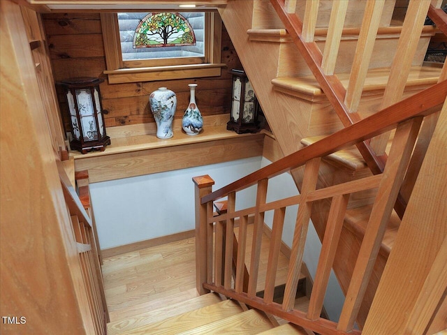 3009 Pleasant Hill Church Rd, Siler City, NC 27344 - staircase with wood finished floors and a skylight