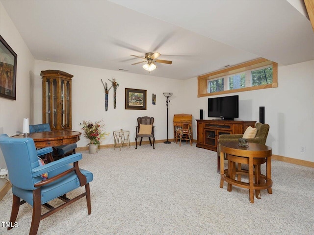 3009 Pleasant Hill Church Rd, Siler City, NC 27344 - carpeted living room with a ceiling fan and baseboards