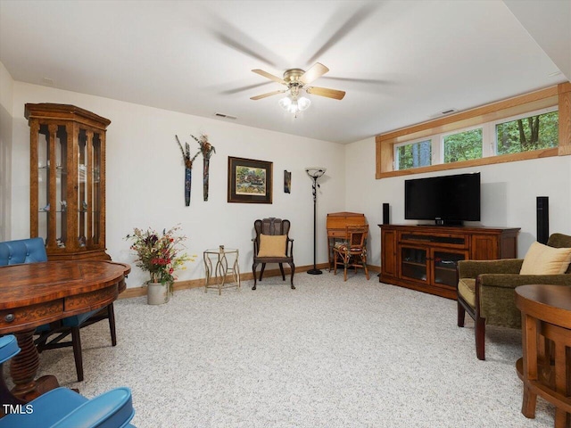 3009 Pleasant Hill Church Rd, Siler City, NC 27344 - sitting room with ceiling fan, carpet flooring, and baseboards
