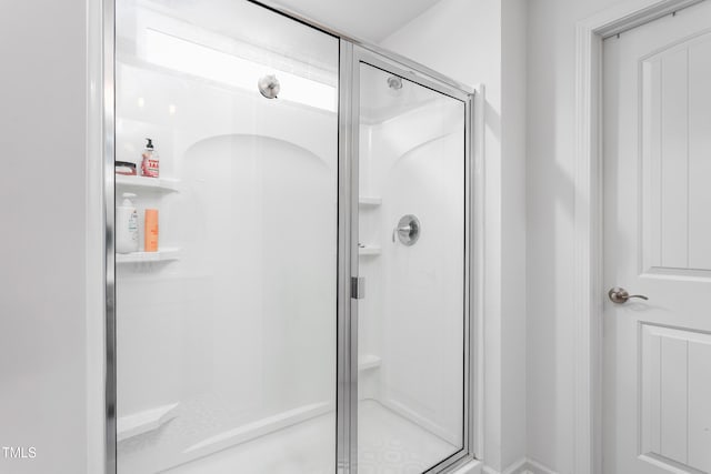 bathroom featuring a shower stall