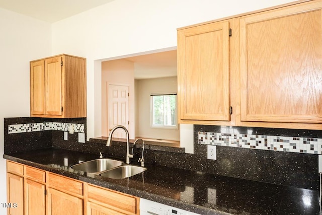 2528 Beech Gap Ct, Raleigh, NC 27603 - kitchen featuring light brown cabinetry and decorative backsplash