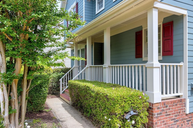 view of home's exterior with a porch