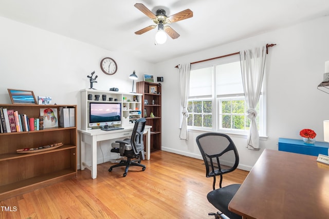 149 Baldwin Dr, Durham, NC 27712 - office space with ceiling fan, wood finished floors, and baseboards