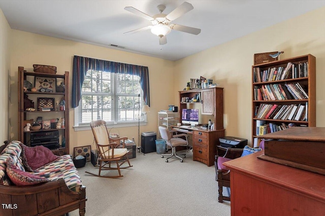 1317 Colonial Club Rd, Wake Forest, NC 27587 - office area with visible vents, ceiling fan, and light colored carpet