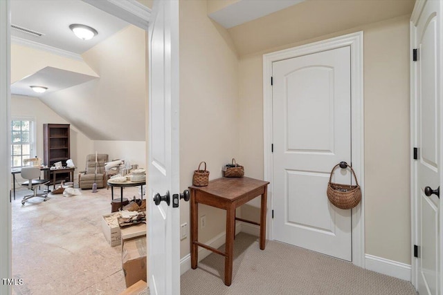 1317 Colonial Club Rd, Wake Forest, NC 27587 - interior space featuring baseboards, vaulted ceiling, and carpet flooring