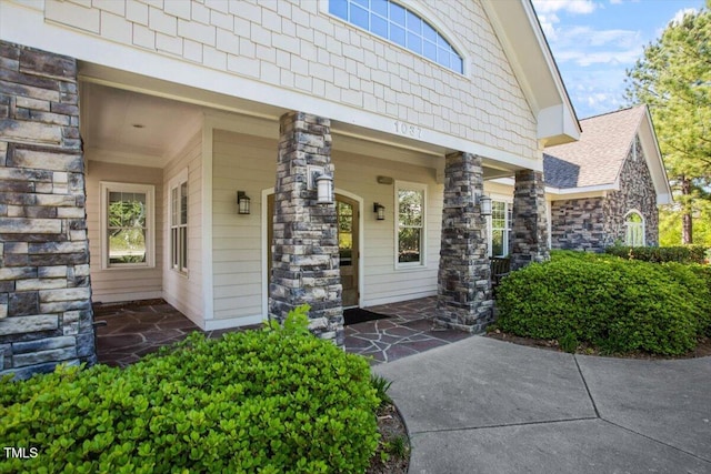 1317 Colonial Club Rd, Wake Forest, NC 27587 - doorway to property featuring stone siding