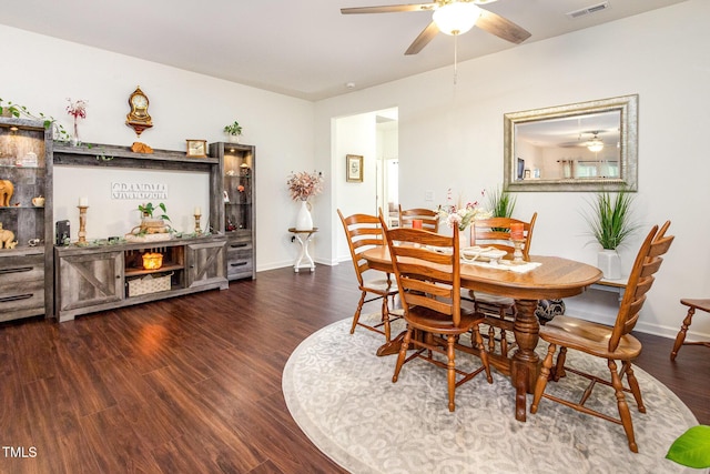 46 S Great White Way, Clayton, NC 27527 - dining area with wood finished floors, baseboards, a ceiling fan, and visible vents