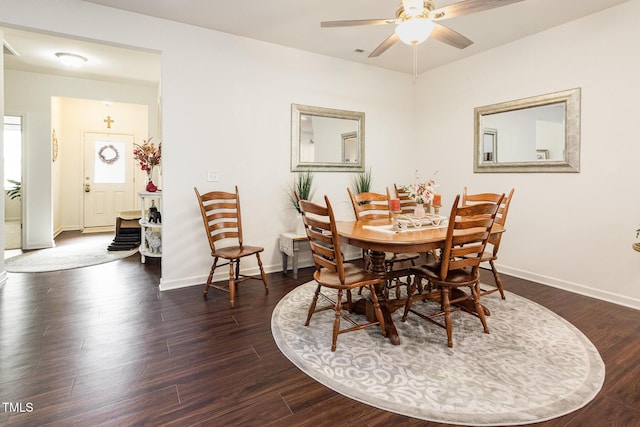 46 S Great White Way, Clayton, NC 27527 - dining area with ceiling fan, baseboards, wood finished floors, and visible vents