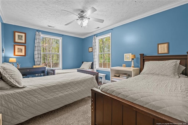 626 Bailey Rd, Coats, NC 27521 - bedroom featuring crown molding, a textured ceiling, and carpet flooring
