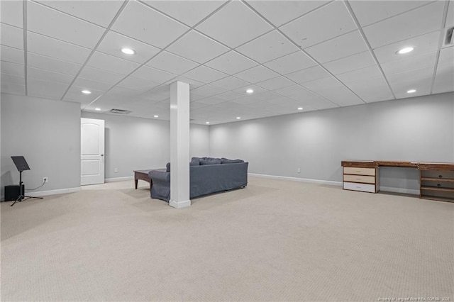 626 Bailey Rd, Coats, NC 27521 - unfurnished living room featuring recessed lighting, baseboards, visible vents, and carpet