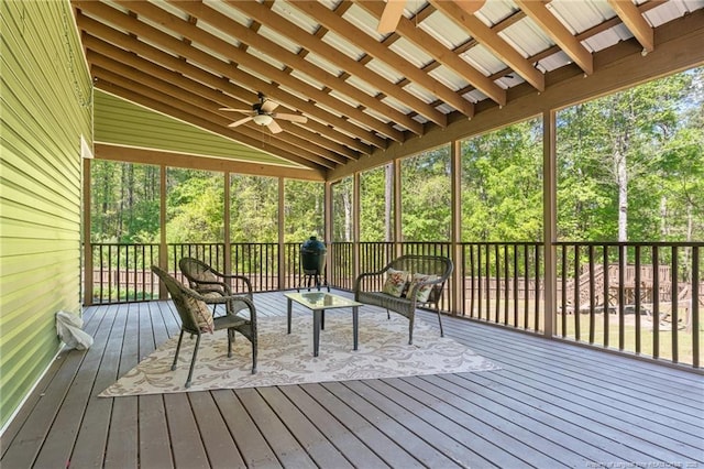 626 Bailey Rd, Coats, NC 27521 - sunroom featuring an outdoor living space and ceiling fan