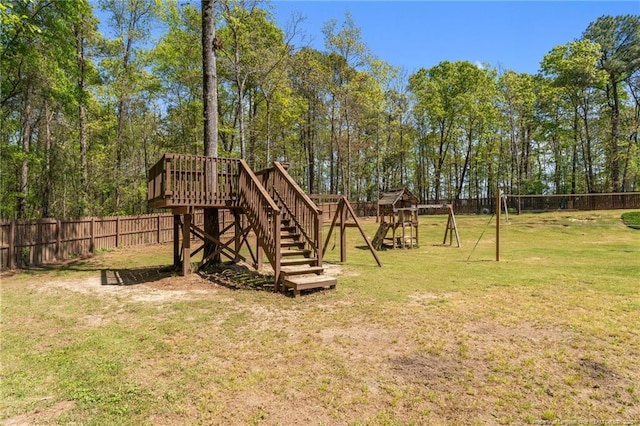 626 Bailey Rd, Coats, NC 27521 - exterior space with a deck, fence, a yard, and stairway