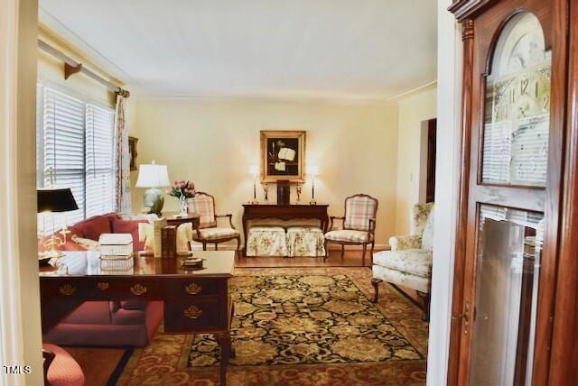 775 Sid Eaves Rd, Youngsville, NC 27596 - sitting room featuring crown molding and wood finished floors