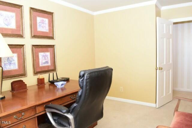 775 Sid Eaves Rd, Youngsville, NC 27596 - office space with baseboards, ornamental molding, and light carpet