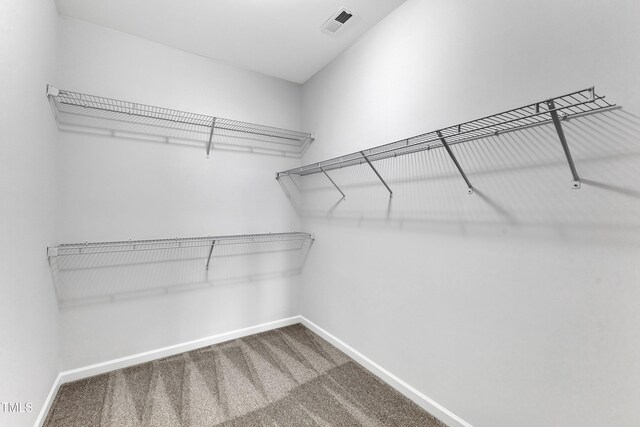 walk in closet with carpet and visible vents
