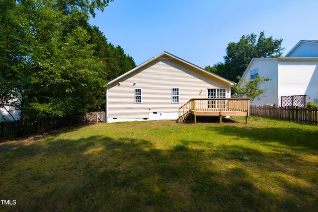 518 S Coalport Dr, Apex, NC 27502 - rear view of property featuring crawl space and a deck