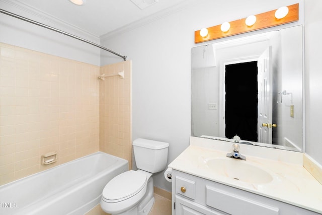 6000 Tenter Banks Sq, Raleigh, NC 27609 - full bathroom featuring vanity, toilet, shower / bath combination, baseboards, and ornamental molding