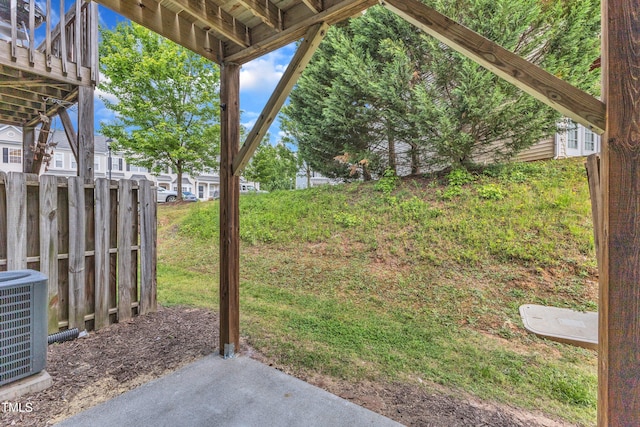 2705 Wyntercrest Ln, Durham, NC 27713 - view of yard with fence, a patio, and cooling unit