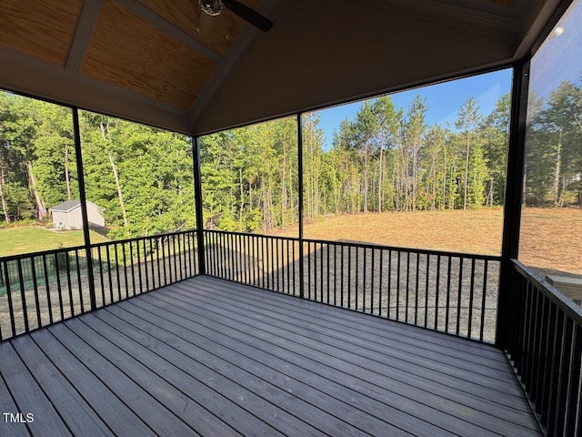 27 Batten Hill Ln, Selma, NC 27576 - wooden deck featuring a storage shed and a forest view