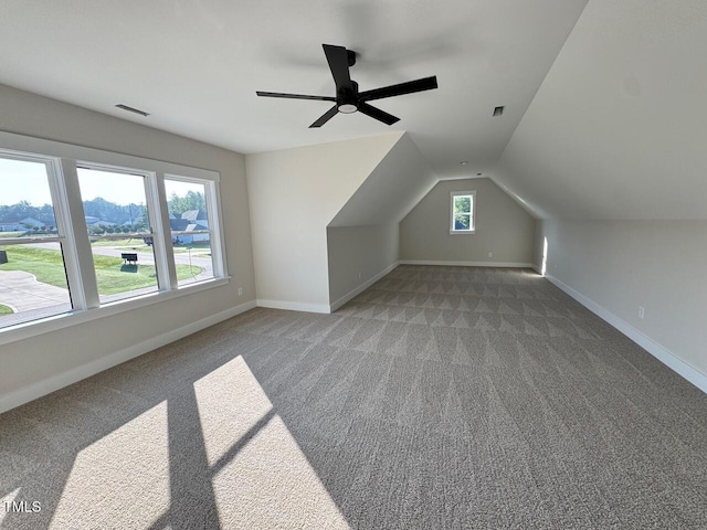 27 Batten Hill Ln, Selma, NC 27576 - bonus room featuring carpet floors, lofted ceiling, and ceiling fan