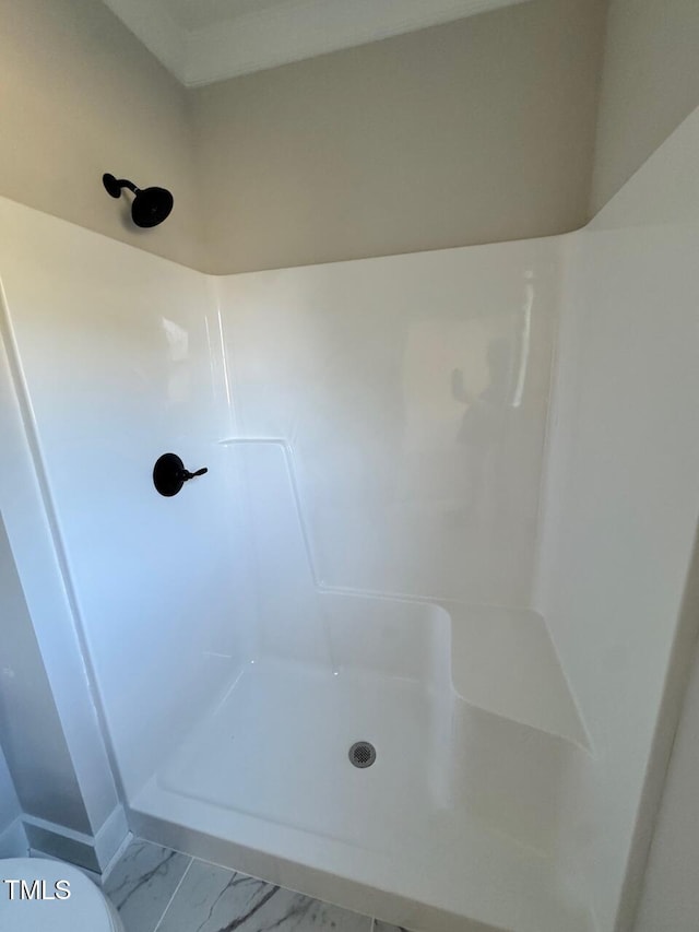 27 Batten Hill Ln, Selma, NC 27576 - full bathroom featuring a shower and marble finish flooring