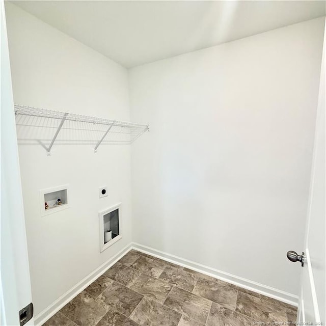 132 Cahill, Home, Raeford, NC 28376 - washroom with baseboards, electric dryer hookup, hookup for a washing machine, and stone finish flooring