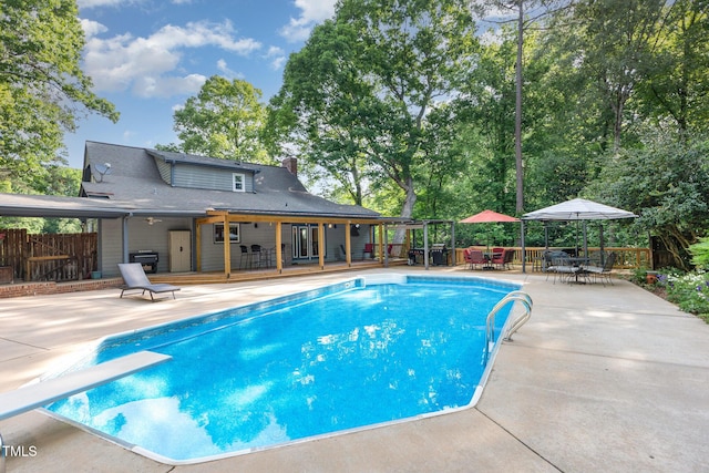 7901 Farnham Ct, Raleigh, NC 27615 - view of pool featuring outdoor dining area, a patio area, fence, and a fenced in pool