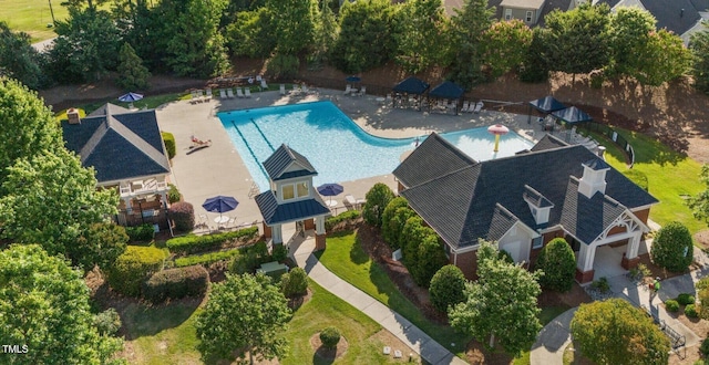 4125 Enfield Ridge Dr, Cary, NC 27519 - aerial view of property and surrounding area with a pool area