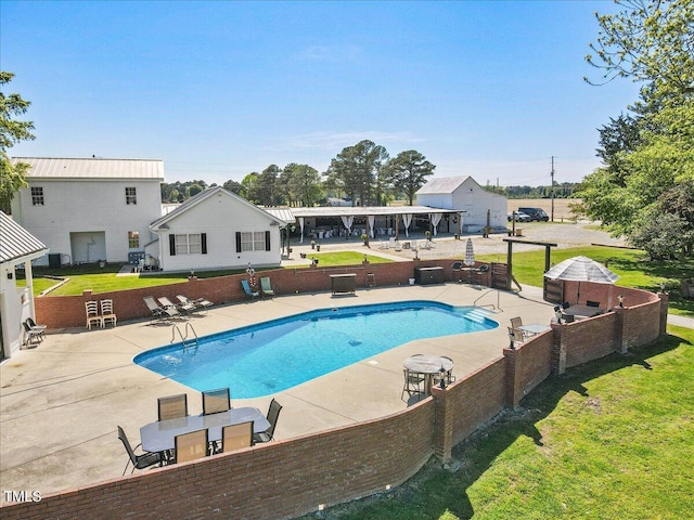 7348 NC-222 Hwy, Stantonsburg, NC 27883 - view of pool with a patio area, a fenced in pool, and a lawn