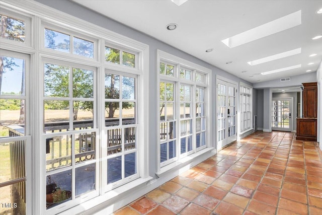 7348 NC-222 Hwy, Stantonsburg, NC 27883 - unfurnished sunroom with a skylight, visible vents, and french doors