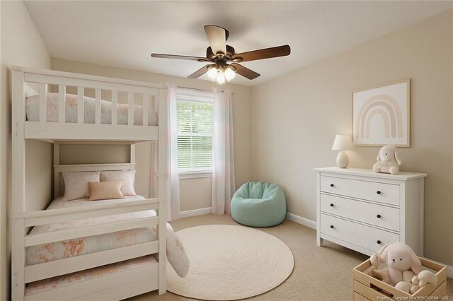 1725 Sand Hill Rd, Hope Mills, NC 28348 - bedroom with carpet flooring, a ceiling fan, and baseboards