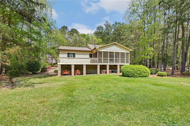 1619 Stonegate N, Sanford, NC 27332 - back of property featuring a yard and a sunroom