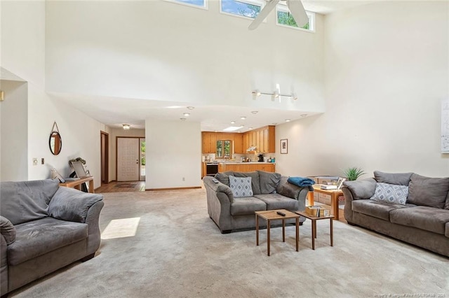 1619 Stonegate N, Sanford, NC 27332 - living room with a high ceiling and light colored carpet