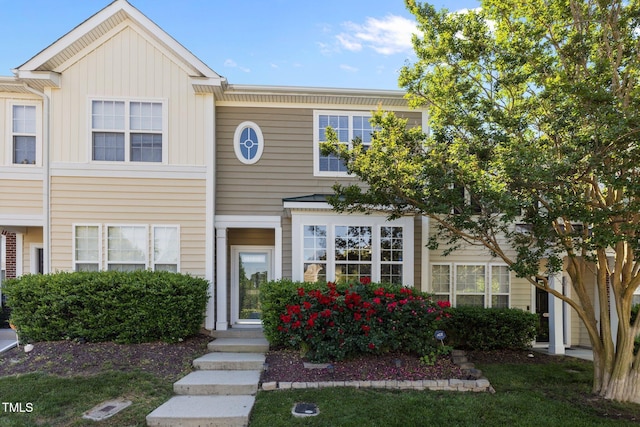 townhome / multi-family property with board and batten siding