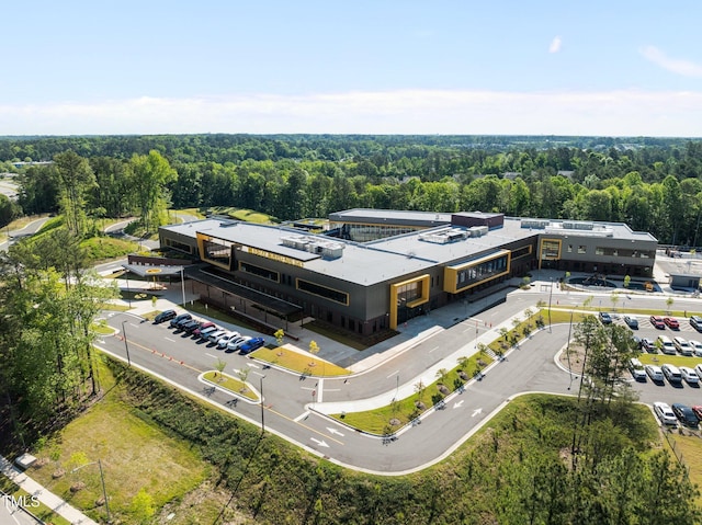 drone / aerial view of a heavily wooded area