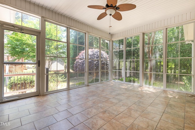 71 Potted Plant Ct, Clayton, NC 27520 - unfurnished sunroom featuring a ceiling fan
