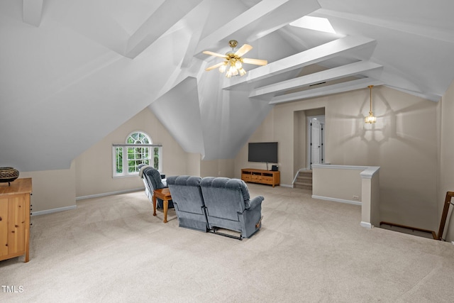 living room featuring carpet floors and baseboards