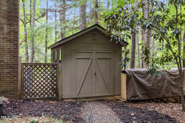 view of shed