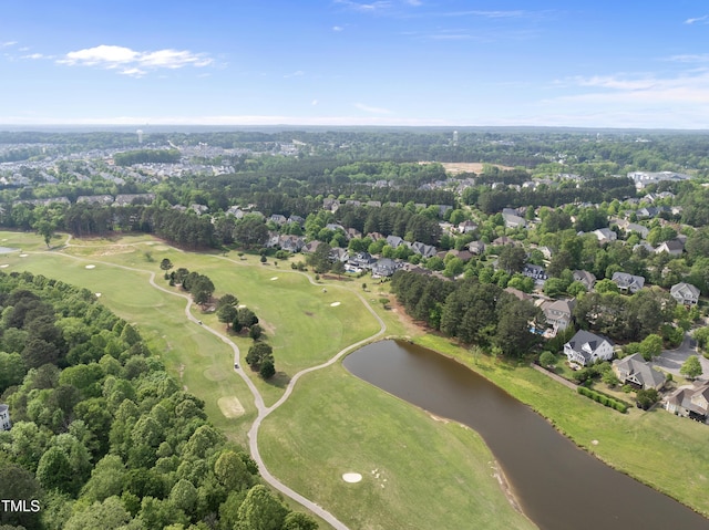 925 Hidden Jewel Ln, Wake Forest, NC 27587 - aerial view of property's location with a large body of water, a golf course, nearby suburban area, and a tree filled landscape