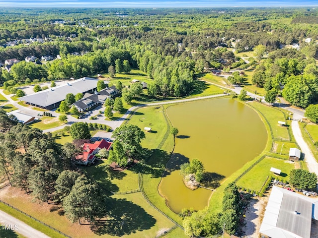 128 Paraggi Ct, Clayton, NC 27527 - bird's eye view with a water view and a wooded view