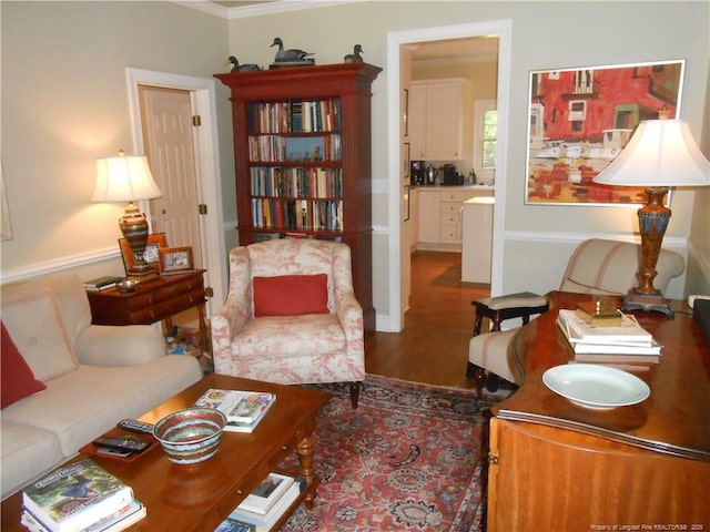600 Yorkshire Pl, Lumberton, NC 28358 - sitting room featuring ornamental molding and wood finished floors