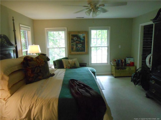 600 Yorkshire Pl, Lumberton, NC 28358 - carpeted bedroom with visible vents, baseboards, and ceiling fan