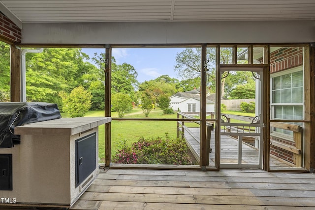 406 N Wakefield St, Zebulon, NC 27597 - sunroom with view of wooded area