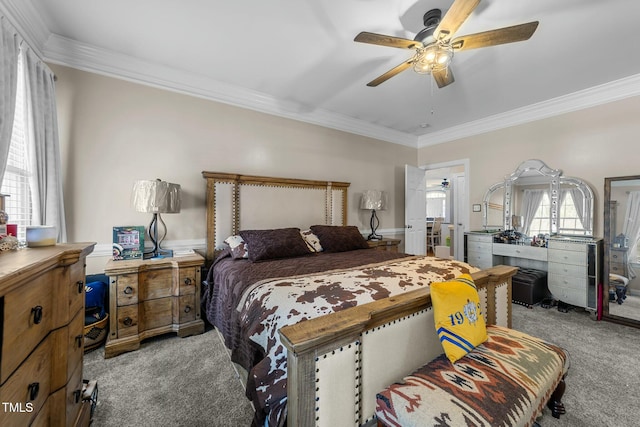 226 Fletcher Ridge Rd, Timberlake, NC 27583 - carpeted bedroom featuring crown molding and ceiling fan