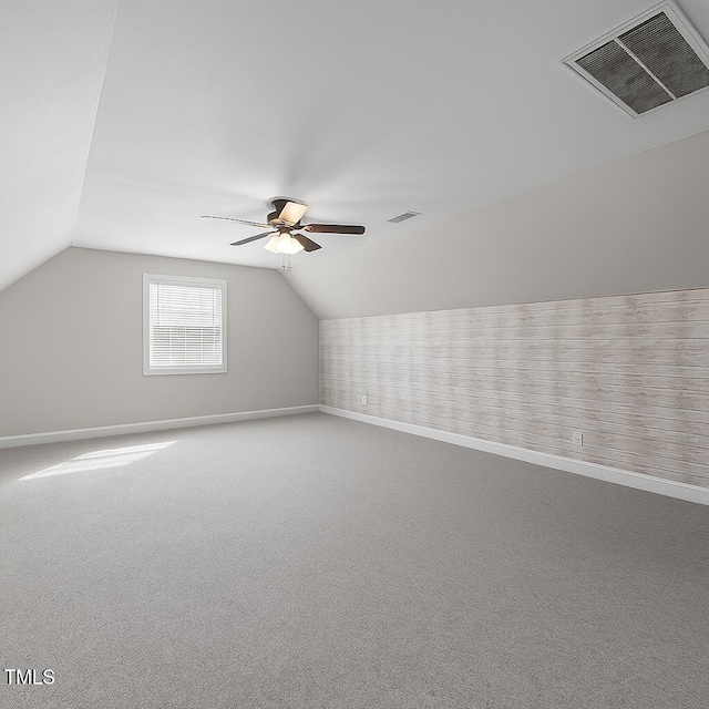 226 Fletcher Ridge Rd, Timberlake, NC 27583 - bonus room featuring lofted ceiling, ceiling fan, baseboards, and carpet