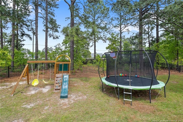 view of playground with a trampoline