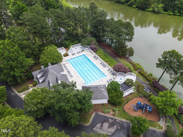 6 Chelan Ct, Durham, NC 27713 - bird's eye view of a nearby body of water and a pool