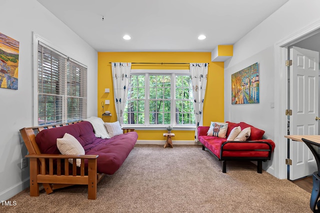 6 Chelan Ct, Durham, NC 27713 - carpeted living room featuring baseboards and recessed lighting